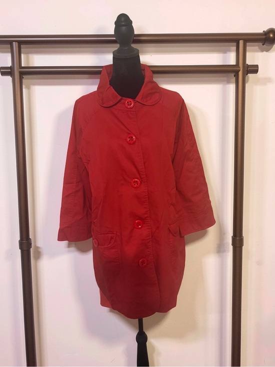 Komotion Ny Jackets & Blazers - Women's Red Button-Front Trench Coat